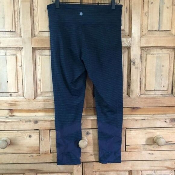 Athleta Small Navy Blue Black Cropped Leggings‎ Jacquard Mantra Capri Athletic - Picture 6 of 10